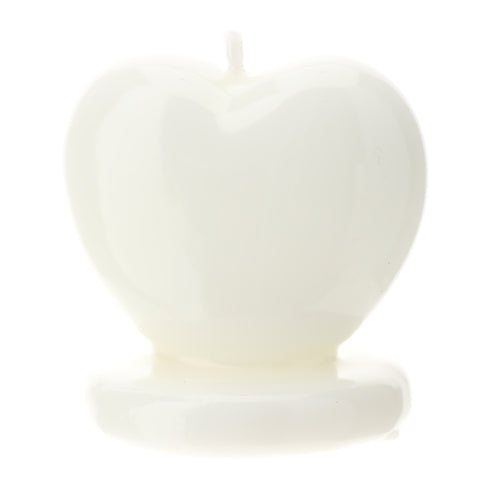 CANDELA CUORE BIANCO 7,5XH7,5CM LACCATA SCATOLA PVC TRASP. E NASTRO ORGANZA BIANC