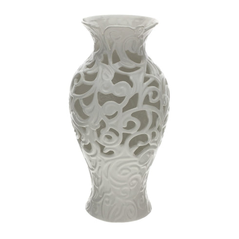 VASO PORC.TRAFORATO BIANCO DIA.17X33CM ANFORA SCATOLA REGALO