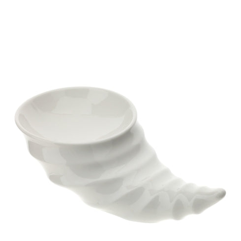 CIOTOLA CORNUCOPIA PORC.30X15XH9CM BIANCA NEW BONE CHINA SCATOLA REGALO