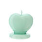 CANDELA CUORE VERDE 4,5XH4,5CM LACCATA SCATOLA PVC TRASP. E NASTRO ORGANZA VERDE