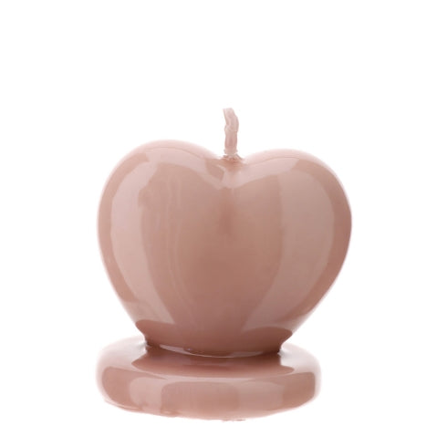 CANDELA CUORE ROSA 4,5XH4,5CM LACCATA SCATOLA PVC TRASP. E NASTRO ORGANZA ROSA