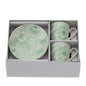 BOX 2 TAZZINE CAFFE' CANVAS VERDE 8X6CM PORCELLANA NEW BONE CHINA SCATOLA REGALO
