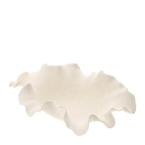 PIATTO CERAMICA WAVE AVORIO 35X25XH9CM INTERAMENTE MODELLATO A MANO SCATOLA REGALO