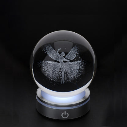 SFERA CRYSTAL PLANET BALLERINA DIA.6CM BASE LED ARGENTO C/CAVO USB E BATTERIA SCAT.REG.