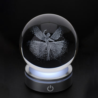 SFERA CRYSTAL PLANET BALLERINA DIA.8CM BASE LED ARGENTO C/CAVO USB E BATTERIA SCAT.REG.