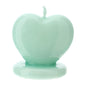 CANDELA CUORE VERDE 7,5XH7,5CM LACCATA SCATOLA PVC TRASP. E NASTRO ORGANZA VERDE