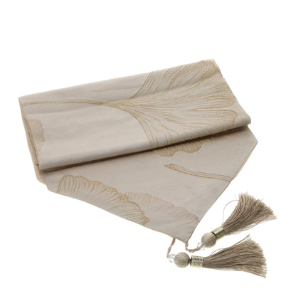 RUNNER JACQUARD GINKGO 33X180CM BEIGE ORO C/NAPPINE SCATOLA REGALO