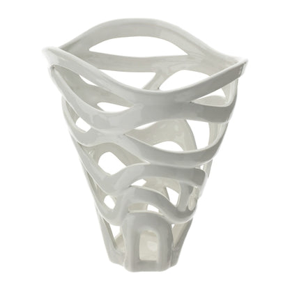 VASO LEAF CERAMICA TRAFORATA 22X16XH24CM BIANCO SCATOLA REGALO