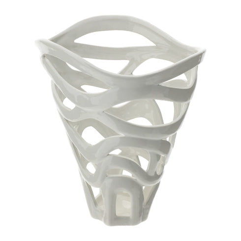 VASO LEAF CERAMICA TRAFORATA 22X16XH24CM BIANCO SCATOLA REGALO