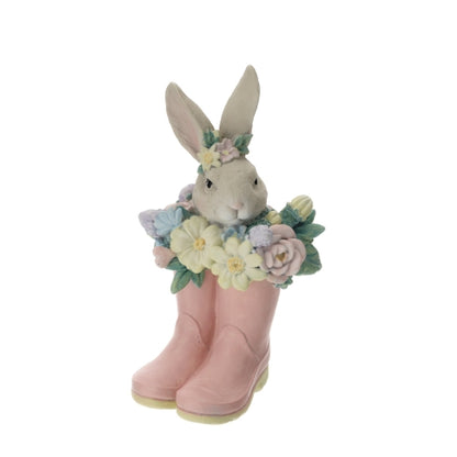 STIVALI C/TESTA CONIGLIO RESINA 15,5CM FLOREALI SCATOLA REGALO