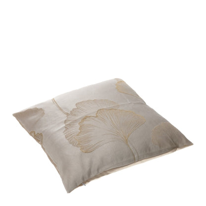 CUSCINO JACQUARD GINKGO 42X42CM BEIGE ORO POLYESTERE SCATOLA REGALO