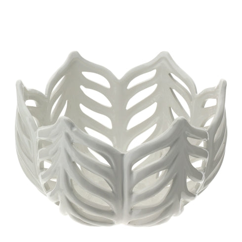 CENTROTAVOLA LEAF CER.TRAF.DIA.24XH16CM BIANCO SCATOLA REGALO
