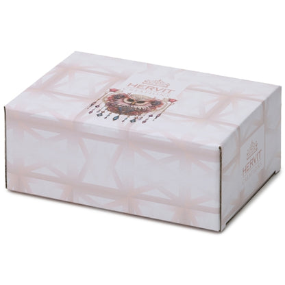 PIATTO VETRO CIVETTA ANIMALGEM 20X20CM ROSA C/DETTAGLI IN ORO LAMINA SCATOLA REGALO