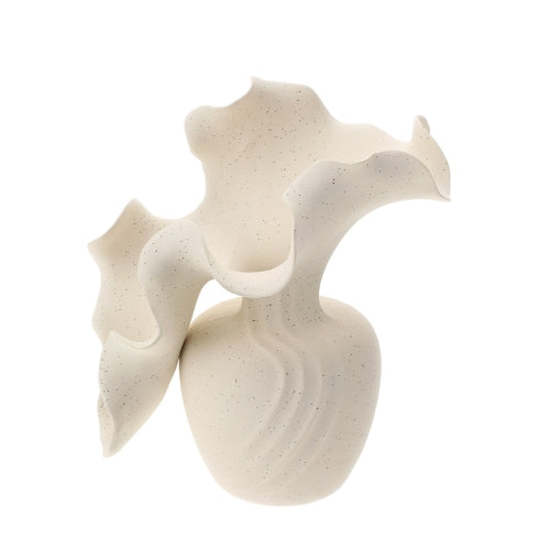 VASO CERAMICA WAVE AVORIO 16X20XH23CM INTERAMENTE MODELLATO A MANO SCATOLA REGALO