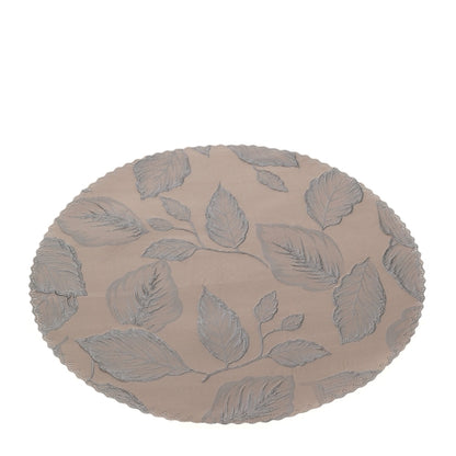 BOX 2 TOVAGLIETTE SOTTOPIATTO DIA.38CM JACQUARD FOLIAGE ROSA ANTICO/ARGENTO SCAT.REG.