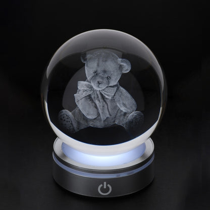 SFERA CRYSTAL PLANET ORSETTO DIA.8CM BASE LED ARGENTO C/CAVO USB E BATTERIA SCAT.REG.