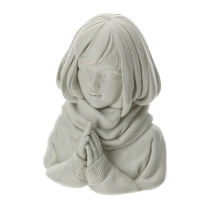 Girl Mezzobusto in Resina Grigio Mani Giunte in Preghiera - 14cm