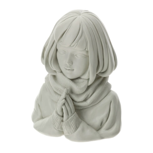 Girl Mezzobusto in Resina Grigio Mani Giunte in Preghiera - 14cm