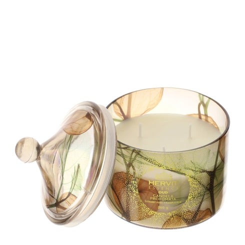 CANDELA ALKEKENGI DIA.9,5XH12CM 260G VETRO AMBRA CANGIANTE C/COP.PROF.OUD SCAT.REG.