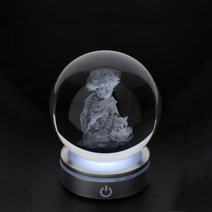 SFERA CRYSTAL PLANET PRINCE DIA.6CM BASE LED ARGENTO C/CAVO USB E BATTERIA SCAT.REG.