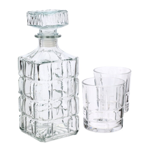 SET HOUSTON BOTTIGLIA BRANDY+2 BICCHIERI VETRO TRASP. H9/23CM 900ML & 320ML SCAT.REGALO