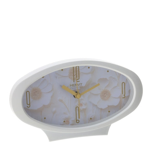 OROLOGIO DA TAVOLO OVALE CANVAS 19X11CM BIANCO, DIGITALE A BATTERIA C/FUNZ.SVEGLIA SCAT.REG.