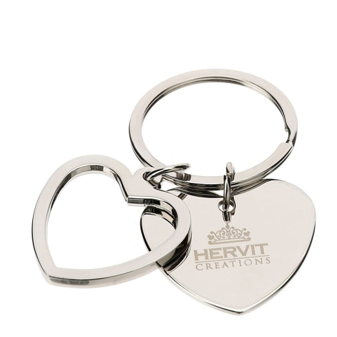 PORTACHIAVI METALLO 2 CUORI 3.5X7CM ARGENTO CROMO IN BUSTINA TRASPARENTE