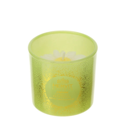 CANDELA DAISY 5CM PROFUMATA J'ADORE 38G IN CONTENITORE VETRO VERDE/ORO SCAT.REGALO