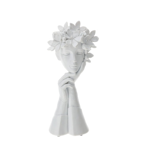 Lady Dream in Resina Bianco Scultura Floreale - 21cm