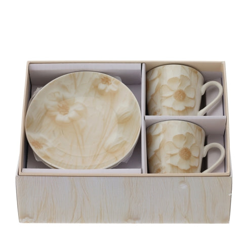 BOX 2 TAZZINE CAFFE' CANVAS CREMA 8X6CM PORCELLANA NEW BONE CHINA SCATOLA REGALO