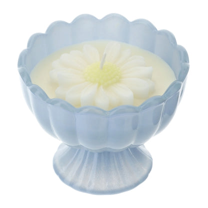 CANDELA DAISY DIA.9XH8CM PROF.J'ADORE 110G IN COPPETTA VETRO BLU SCATOLA REGALO
