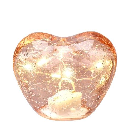 CUORE VETRO CRACK ROSA LUCE LED 8CM A BATTERIA (COMPRESE) SCATOLA REGALO
