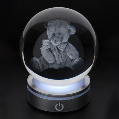 SFERA CRYSTAL PLANET ORSETTO DIA.10CM BASE LED ARGENTO C/CAVO USB E BATTERIA SCAT.REG.