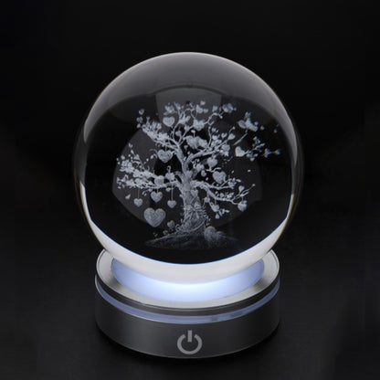 SFERA CRYSTAL PLANET LIFE TREE DIA.8CM BASE LED ARGENTO C/CAVO USB E BATTERIA SCAT.REG.
