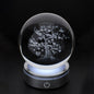 SFERA CRYSTAL PLANET LIFE TREE DIA.8CM BASE LED ARGENTO C/CAVO USB E BATTERIA SCAT.REG.