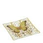 PIATTO VETRO FARFALLA ANIMALGEM 20X20CM GIALLO/AMBRA C/DETTAGLI IN ORO LAMINA SCAT.REGALO