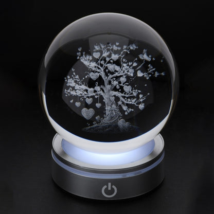 SFERA CRYSTAL PLANET LIFE TREE DIA.10CM BASE LED ARGENTO C/CAVO USB E BATTERIA SCAT.REG.