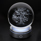 SFERA CRYSTAL PLANET LIFE TREE DIA.10CM BASE LED ARGENTO C/CAVO USB E BATTERIA SCAT.REG.