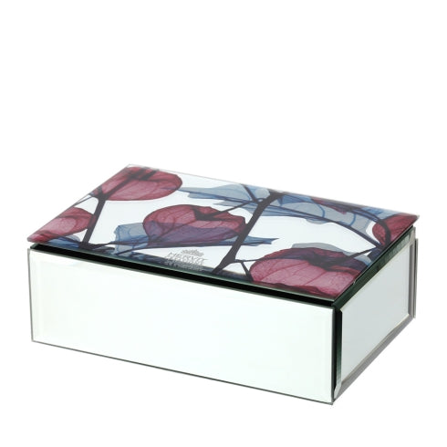 COFANETTO LEGNO/SPECCHIO 15X10X5CM ALKEKENGI ROSA INT.VELLUTO NERO C/DIVIS.S.REG.