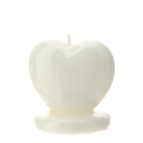 CANDELA CUORE BIANCO 4,5XH4,5CM LACCATA SCATOLA PVC TRASP. E NASTRO ORGANZA BIANC