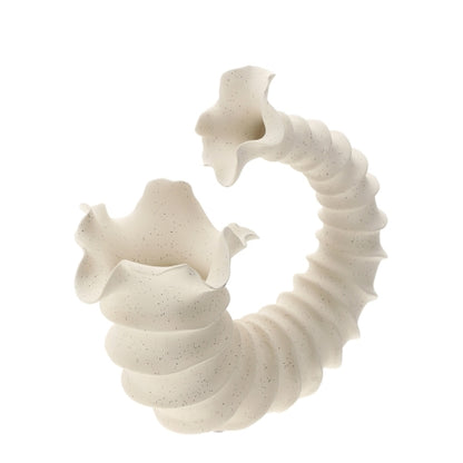 VASO CERAMICA CORNUCOPIA 29X14XH28CM AVORIO INTERAM. MODELLATO A MANO SCATOLA REGALO