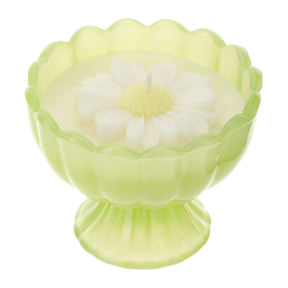 CANDELA DAISY DIA.9XH8CM PROF.J'ADORE 110G IN COPPETTA VETRO VERDE SCATOLA REGALO