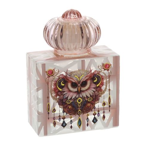 BOTTIGLIA VETRO CIVETTA 9X5XH13CM ANIMALGEM ROSA/ORO 200ML TAPPO ERMETICO S.REG.