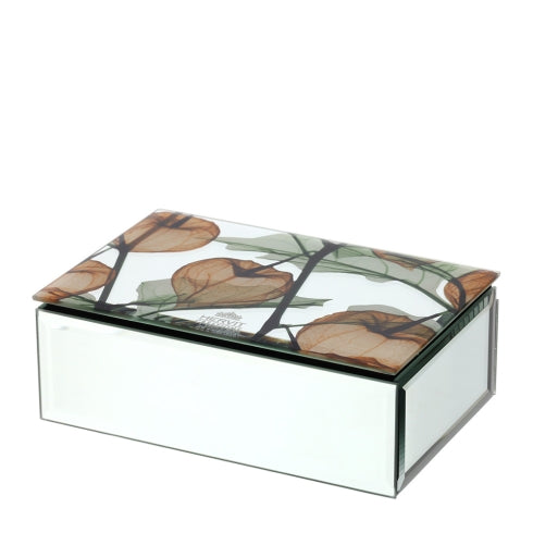 COFANETTO LEGNO/SPECCHIO 15X10X5CM ALKEKENGI AMBRA INT.VELLUTO NERO C/DIVIS.SCAT.REG.